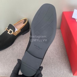 Ferragamo Velvet Cowhide Gancini Buckle Business Shoes For Men