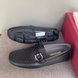 Ferragamo Woven Cowhide Gancini Buckle Business Shoes For Men