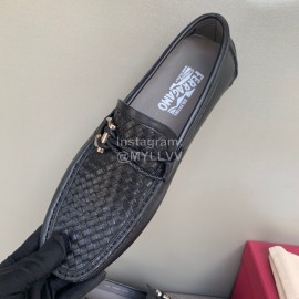 Ferragamo Woven Cowhide Gancini Buckle Business Shoes For Men