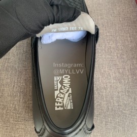 Ferragamo Woven Cowhide Gancini Buckle Business Shoes For Men