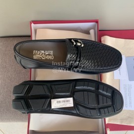 Ferragamo Woven Cowhide Gancini Buckle Business Shoes For Men