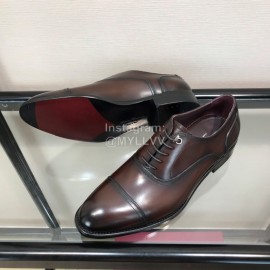 Ferragamo Coffee Cowhide Metal Buckle Business Shoes For Men