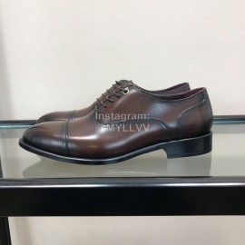 Ferragamo Coffee Cowhide Metal Buckle Business Shoes For Men