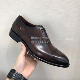 Ferragamo Coffee Cowhide Metal Buckle Business Shoes For Men