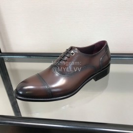 Ferragamo Coffee Cowhide Metal Buckle Business Shoes For Men