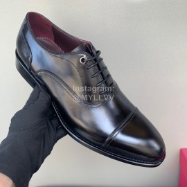 Ferragamo Cowhide Lace Up Business Shoes For Men Black