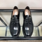 Ferragamo Black Cowhide Lace Up Business Shoes For Men