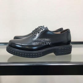 Ferragamo Black Cowhide Lace Up Business Shoes For Men