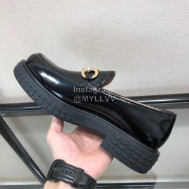 Ferragamo Gancini Buckle Black Cowhide Business Shoes For Men
