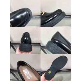 Ferragamo Gancini Buckle Black Cowhide Business Shoes For Men