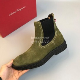 Ferragamo Cowhide Chelsea Boots For Men Green