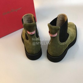 Ferragamo Cowhide Chelsea Boots For Men Green