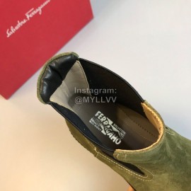 Ferragamo Cowhide Chelsea Boots For Men Green