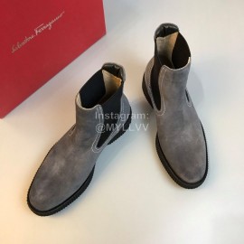 Ferragamo Cowhide Chelsea Boots For Men Gray