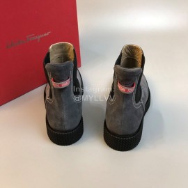 Ferragamo Cowhide Chelsea Boots For Men Gray