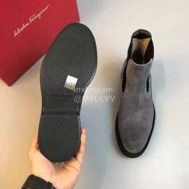 Ferragamo Cowhide Chelsea Boots For Men Gray