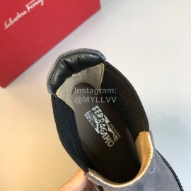 Ferragamo Cowhide Chelsea Boots For Men Gray