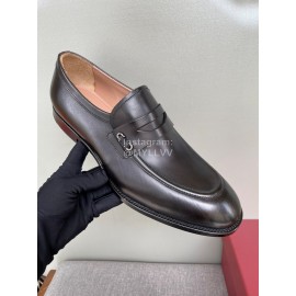 Ferragamo Black Calf Leather Business Loafers For Men 