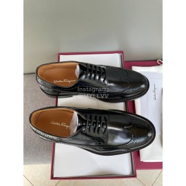 Ferragamo Fashion Lace Up Leather Shoes For Men Black