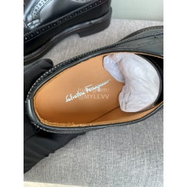 Ferragamo Fashion Lace Up Leather Shoes For Men Black