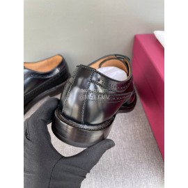 Ferragamo Fashion Lace Up Leather Shoes For Men Black