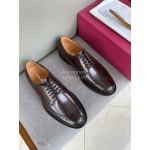 Ferragamo Fashion Lace Up Leather Shoes For Men Coffee