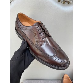 Ferragamo Fashion Lace Up Leather Shoes For Men Coffee