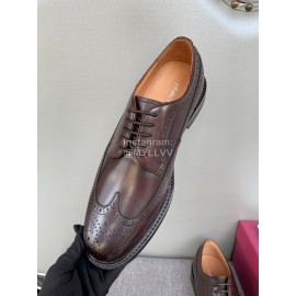 Ferragamo Fashion Lace Up Leather Shoes For Men Coffee