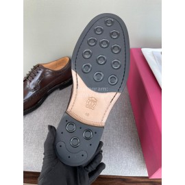 Ferragamo Fashion Lace Up Leather Shoes For Men Coffee