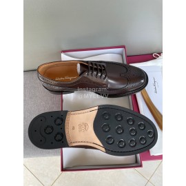 Ferragamo Fashion Lace Up Leather Shoes For Men Coffee