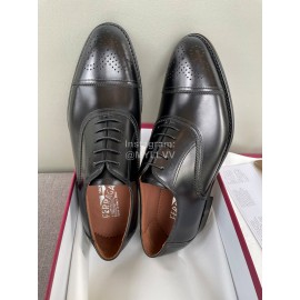 Ferragamo Fashion Lace Up Calf Leather Shoes For Men 