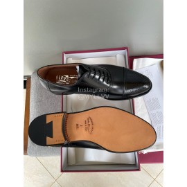 Ferragamo Fashion Lace Up Calf Leather Shoes For Men 
