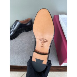 Ferragamo Fashion Lace Up Calf Leather Shoes For Men 