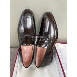 Ferragamo Fashion Gancini Buckle Leather Shoes For Men 