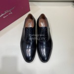 Ferragamo Black Lace Up Leather Shoes For Men 