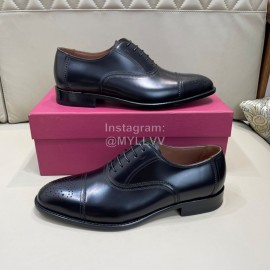 Ferragamo Black Lace Up Leather Shoes For Men 