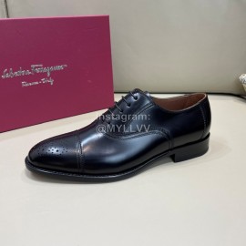 Ferragamo Black Lace Up Leather Shoes For Men 