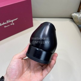 Ferragamo Black Lace Up Leather Shoes For Men 