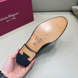 Ferragamo Black Lace Up Leather Shoes For Men 