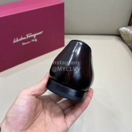 Ferragamo Fashion Gancini Buckle Leather Shoes For Men Black