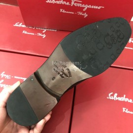 Ferragamo Calf Leather Lace Up Business Shoes Black For Men