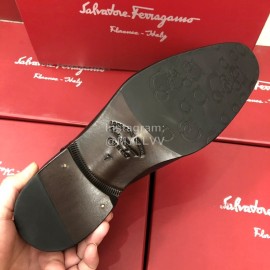 Ferragamo Lace Up Calf Leather Business Shoes For Men Black