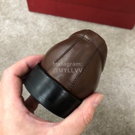 Ferragamo Lace Up Calf Leather Business Shoes Brown For Men