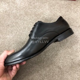 Ferragamo Lace Up Calf Leather Business Shoes Black For Men