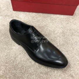 Ferragamo Lace Up Calf Leather Business Shoes Black For Men