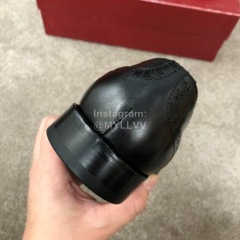 Ferragamo Lace Up Black Calf Leather Business Shoes For Men