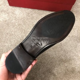 Ferragamo Lace Up Black Calf Leather Business Shoes For Men