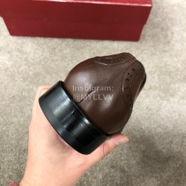 Ferragamo Cowhide Lace Up Business Shoes For Men Brown