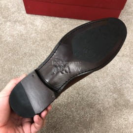 Ferragamo Cowhide Lace Up Business Shoes For Men Brown