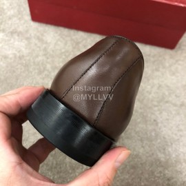 Ferragamo Brown Cowhide Lace Up Business Shoes For Men